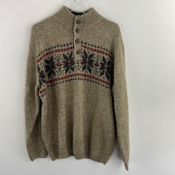 Vintage Tricots St. Raphael Nordic Pattern Mock Neck Sweater Sz XL - Picture 1 of 4